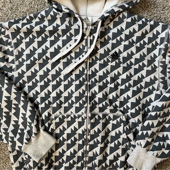 Y2K Adidas Men’s Full Zip Hoodie Sweater Size Small Oversized - Picture 2 of 6